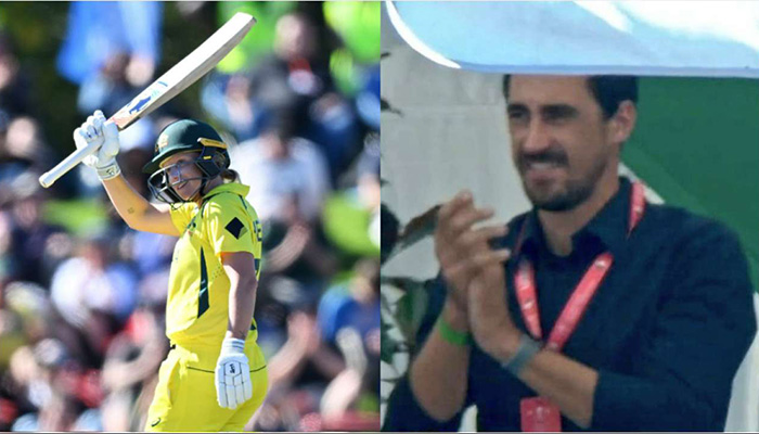 মাঠে রানের রেকর্ড স্ত্রীর, গ্যালারিতে গলা ফাটালেন অস্ট্রেলীয় পেসার