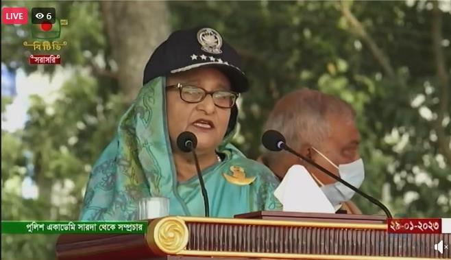 সারদায় প্রশিক্ষণ সমাপনী কুচকাওয়াজে প্রধানমন্ত্রী