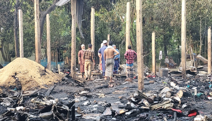 গ্যাস সিলিন্ডারের আগুনে ৪ পরিবারের বসতঘর পুড়ে ছাই