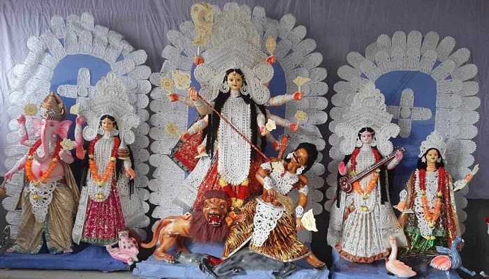 বাহুবলের শ্রীশ্রী শচীঅঙ্গন ধামে শুরু দুর্গোৎসব, রবিবার কুমারী পূজা