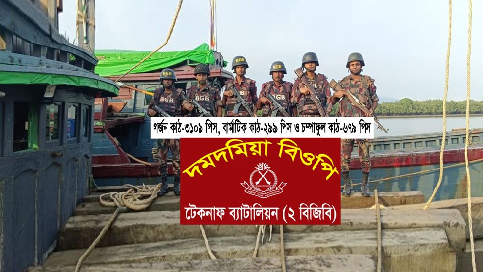 টেকনাফে মিয়ানমার থেকে আসা ১০ কোটি টাকার অবৈধ কাঠ জব্দ