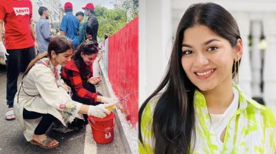ছাত্রদের সঙ্গে গ্রাফিতি অঙ্কন করলেন ইভানা