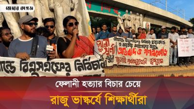 ফেলানী হত্যার বিচার চেয়ে রাজু ভাস্কর্যে শিক্ষার্থীরা