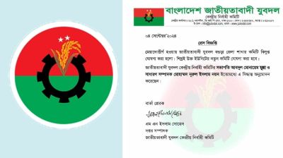 বগুড়া যুবদলের শাখা কমিটি বিলুপ্ত