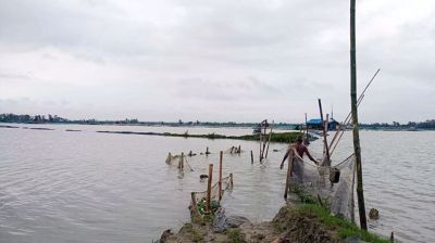 পাহাড়ি ঢলের পানিতে ভেসে গেছে ৭০ কোটি টাকার মাছ
