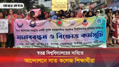 স্বতন্ত্র বিশ্ববিদ্যালয়ের দাবিতে আন্দোলনে সাত কলেজ শিক্ষার্থীরা