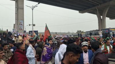 তারেক রহমানকে বরণ, ৩০০ ফিট সড়ক জনসমুদ্র