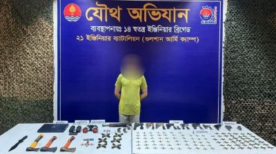 রাজধানীতে বিপুল পরিমাণ বিদেশী অস্ত্র-গোলাবারুদ উদ্ধার