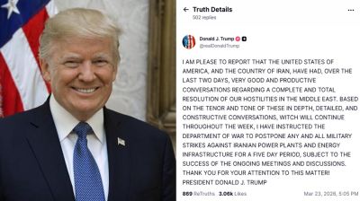 আরোচনা ফলপ্রসূ, পাঁচ দিনের যুদ্ধবিরতি ঘোষণা ট্রাম্পের