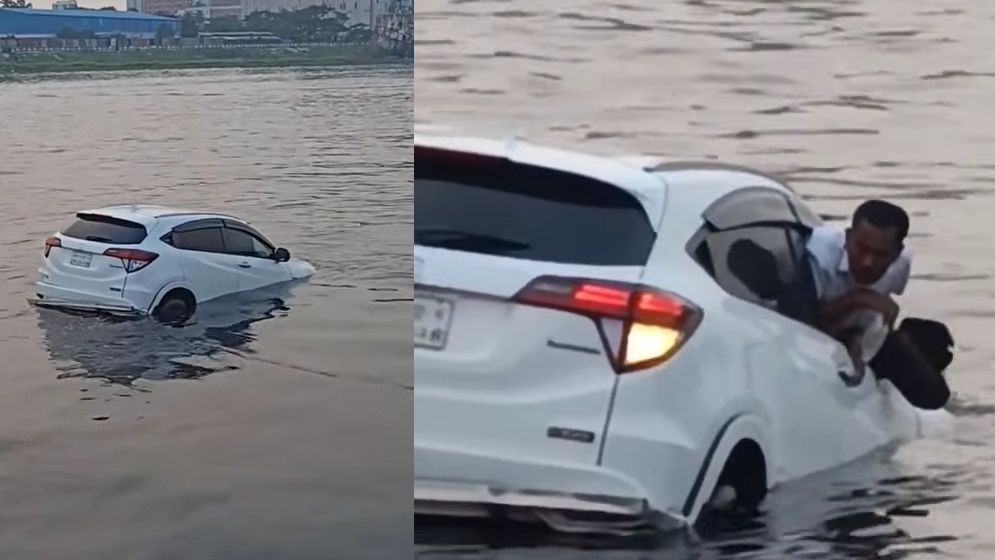 ফেরি থেকে নদীতে প্রাইভেটকার, প্রাণে বাঁচলেন যাত্রী