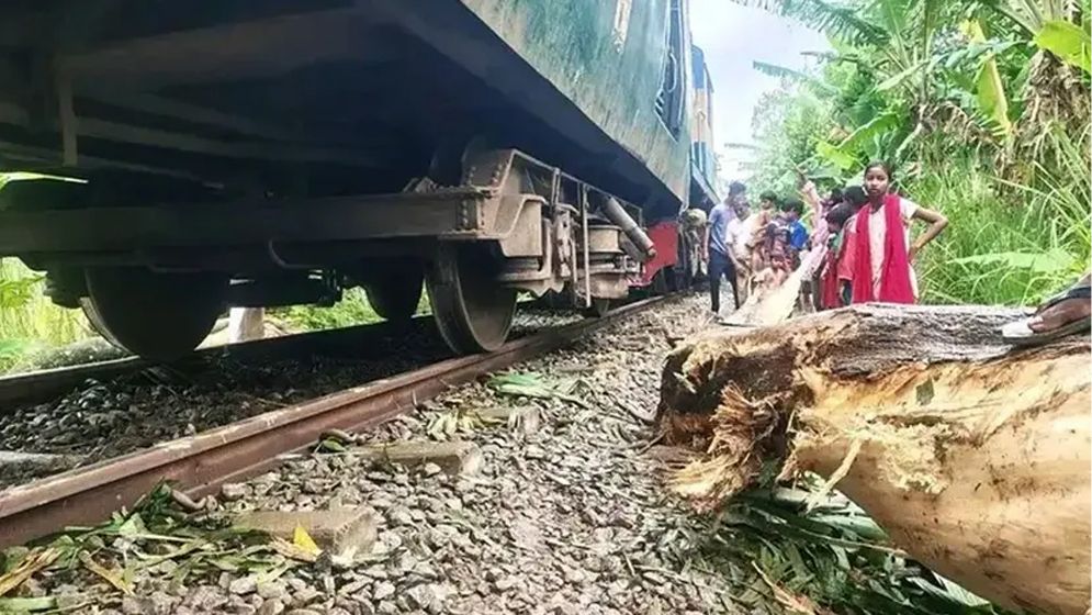 ঝড়ে গাছের ডাল রেললাইনে, ট্রেনের ইঞ্জিন লাইনচ্যুত