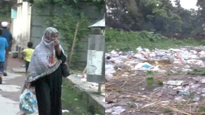ডাস্টবিন ফাঁকা, পুকুরজুড়ে আবর্জনার স্তূপ
